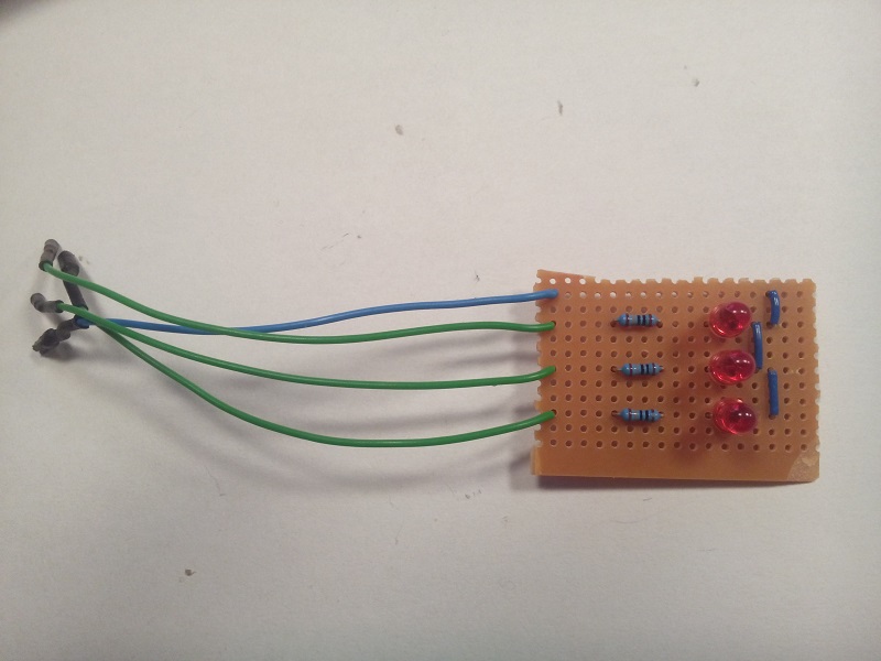 The LED pad with three LEDs mounted