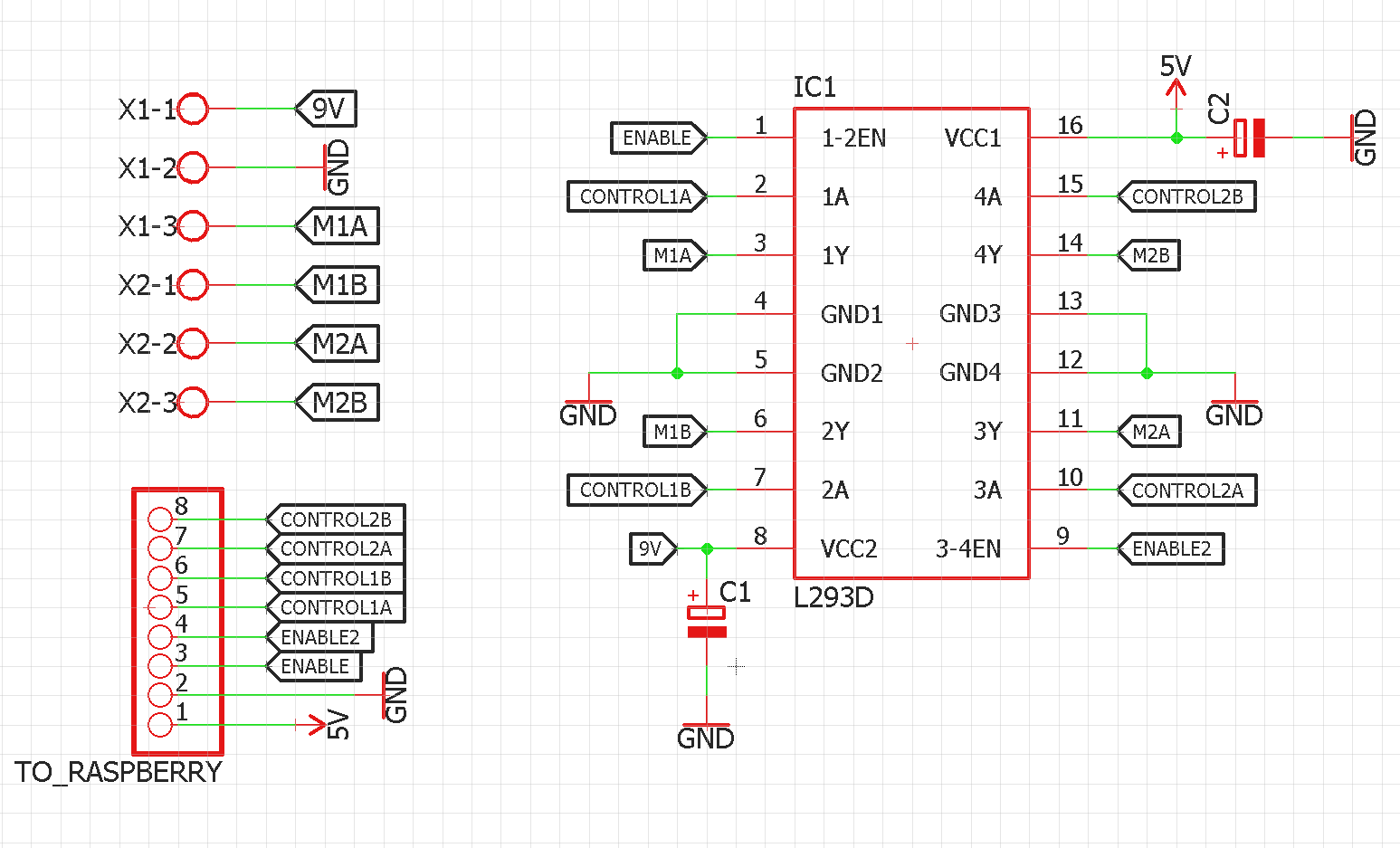 Wiring diagram of the motordriver board